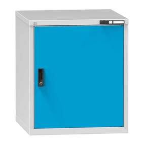 Dílenská skříňka KOMBI, v x š x h: 840 x 731 x 780 mm, 1 x dvířka, barva šedá RAL7035/modrá RAL5012