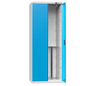 Dulap pentru unelte, scule și instrumente CNC, lungime x înălțime: 738x1950 mm, ușă batantă, corp gri RAL7035/ușă albastră RAL5012