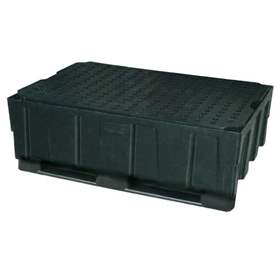 Záchytná vana EUR plastová, s PE roštem, 1205 x 805 mm, s ližinami, černá