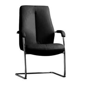 Besucher-Sessel SONATA, mit Armlehnen, Stahlrahmen verchromt, Lederbezug - rot