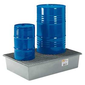 Záchytná vana ze sklolaminátu, s laminátovým roštem, objem 220 l, 1280x850 mm, šedá