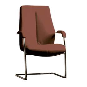 Besucher-Sessel SONATA, mit Armlehnen, Stahlrahmen verchromt, Lederbezug - braun