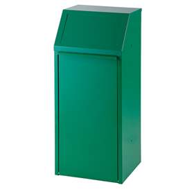 Coș selectare deșeuri cu partea frontală rabatabilă și recipient interior, volum 70 l, verde RAL6029