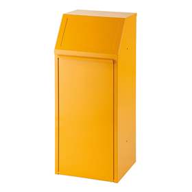 Coș selectare deșeuri cu partea frontală rabatabilă și recipient interior, volum 70 l, galben RAL1033