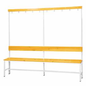 Garderobenbank mit 10 Kleiderhaken und Sitzfläche aus Massivholzleisten, Länge 2000 mm