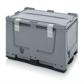 BigBox aus Polyethylen, mit Deckel und Verschluss-Sets, Vollwand, 1200x800x790 mm, mit Kufen