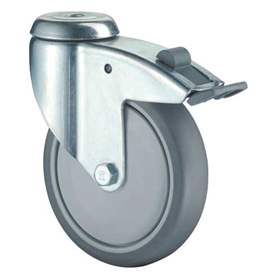 Apparate-Lenkrolle mit Festseller, Durchm. 125 mm, mit Rückenloch, Traglast 100 kg