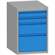 Box container - dulap banc masă de atelier - modul corp dulap cu sertare, HxLxl: 700x480x610 mm, 4 sertare