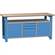 Banc de lucru atelier LxlxH 1700x700x827 mm Kovona, albastru RAL5012, 3 sertare, 2 box container