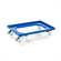 Transportroller 600 x 400 mm, offen, 4 Lenkrollen (2 mit Bremse) mit Kunstoffräder, Farbe blau.