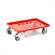 Transportroller 600 x 400 mm, mit Gitterfläche, 4 Lenkrollen mit Gummirädern (2 mit Bremse), Farbe rot