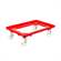 Transportroller 600 x 400 mm, offen, 4 Lenkrollen mit Kunstoffräder, Farbe rot