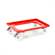 Transportroller 600 x 400 mm, offen, 4 Lenkrollen (2 mit Bremse) mit Kunstoffräder, Farbe rot