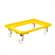Transportroller 600 x 400 mm, offen, 4 Lenkrollen mit Kunstoffräder, Farbe gelb