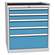 Schubladenschrank für Werkstatt, 5 x Schubladen, HxBxT: 840 x 720 x 700 mm, Farbe grau RAL7035/ blau RAL5012