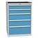 Schubladenschrank für Werkstatt, 5 x Schubladen, HxBxT: 1030 x 720 x 700 mm, Farbe grau RAL7035/ blau RAL5012