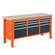 Werkstatt-Tisch TECHNO Light, Breite 1765 mm, 12 Schubladen, Farbe orange RAL2004/anthrazit RAL7016.
