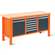 Werkstatt-Tisch TECHNO Light, Breite 1765 mm, 11 Schubladen, 2 Schränke, Farbe orange RAL2004/anthrazit RAL7016.
