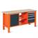 Werkstatt-Tisch TECHNO Light, Breite 1765 mm, 4 Schubladen, 1 Schrank, Farbe orange RAL2004/anthrazit RAL7016.