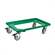 Transportroller 600 x 400 mm, offen, 4 Lenkrollen mit Gummirädern (2 mit Bremse), Farbe grün