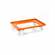 Transportroller 600 x 400 mm, offen, 2 Lenk- und 2 Bockrollen mit Kunstoffräder, Farbe orange