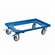 Transportroller 600 x 400 mm, offen, 4 Lenkrollen mit Gummirädern (2 mit Bremse), Farbe blau