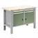 Werkstatt-Tisch TECHNO Light, Breite 1245 mm, 4 Schubladen, 2 Schränke, Farbe lichtgrau RAL7035/grün RAL6011.