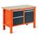 Werkstatt-Tisch TECHNO Light, Breite 1245 mm, 4 Schubladen, 1 Schrank, Farbe orange RAL2004/anthrazit RAL7016.
